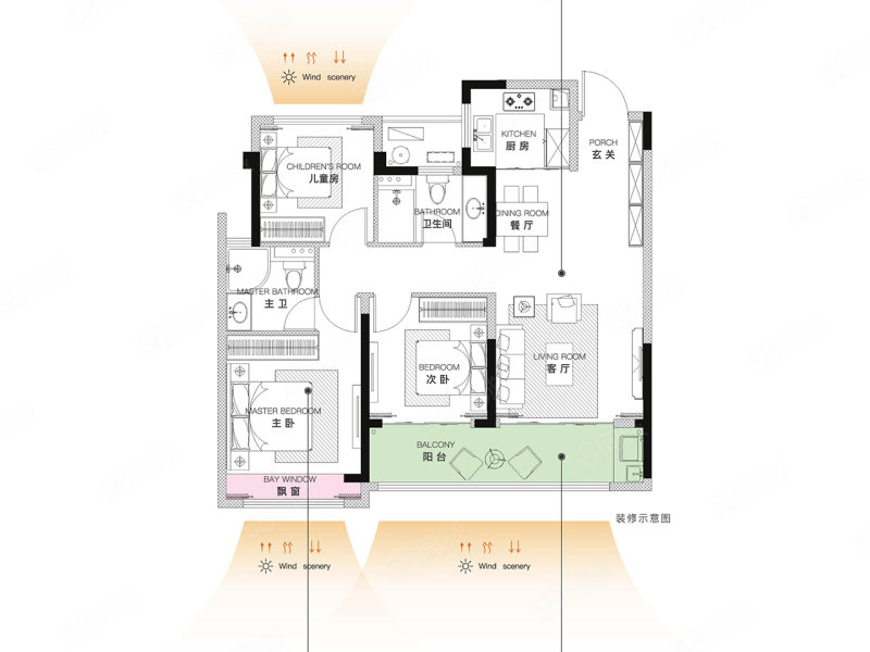 瑞安新外滩3室2厅2卫100㎡南153万