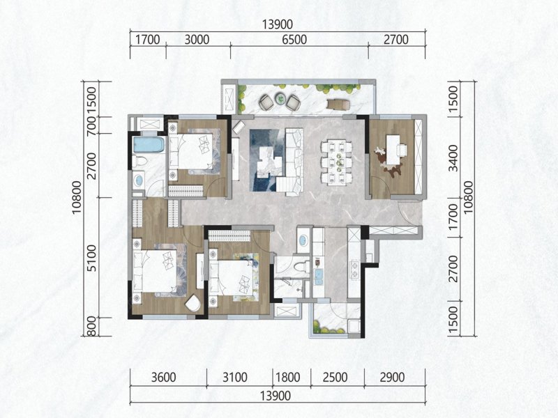 爱情玺樾万璟(新房)4室2厅126㎡250万二手房图片