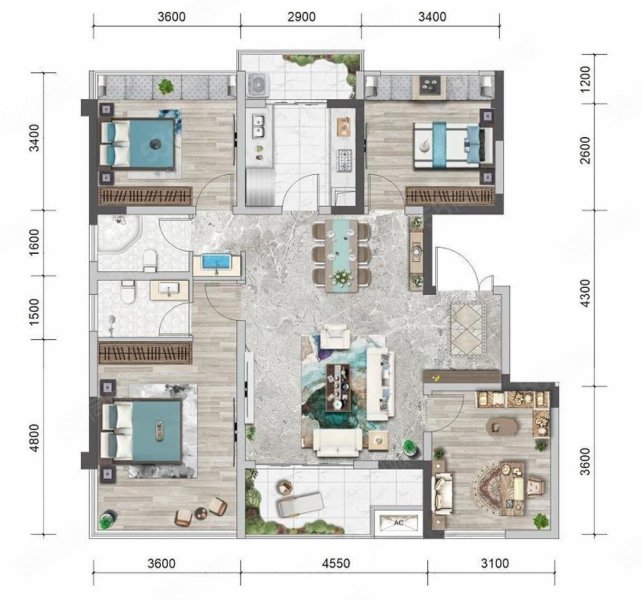 立晶郊野天宸4室2厅109.14㎡81万二手房图片