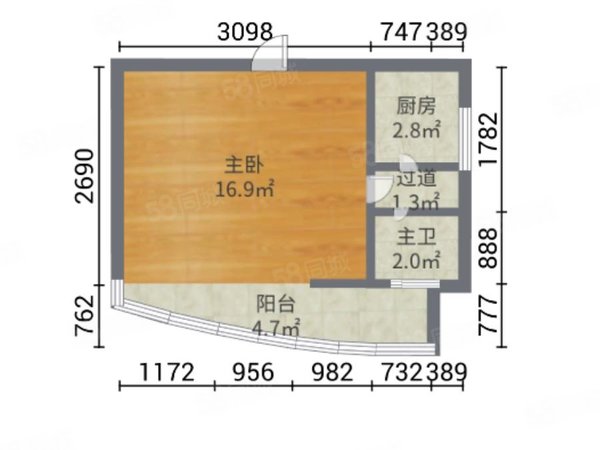 【多圖】亞星城市山水,嵩山路租房,亞星城市山水 1室0廳1衛 1000.