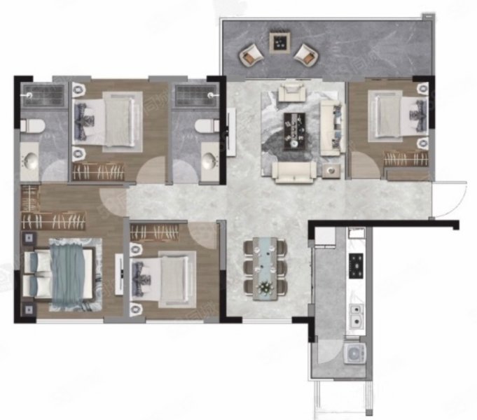 银河玺悦台(新房)4室2厅119㎡225万二手房图片