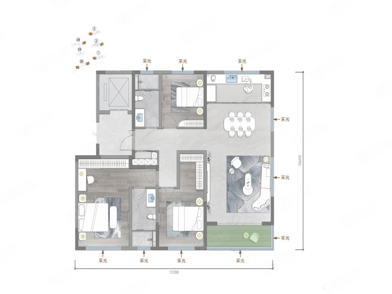 中国铁建·长河天骄府3室2厅145㎡196万二手房图片