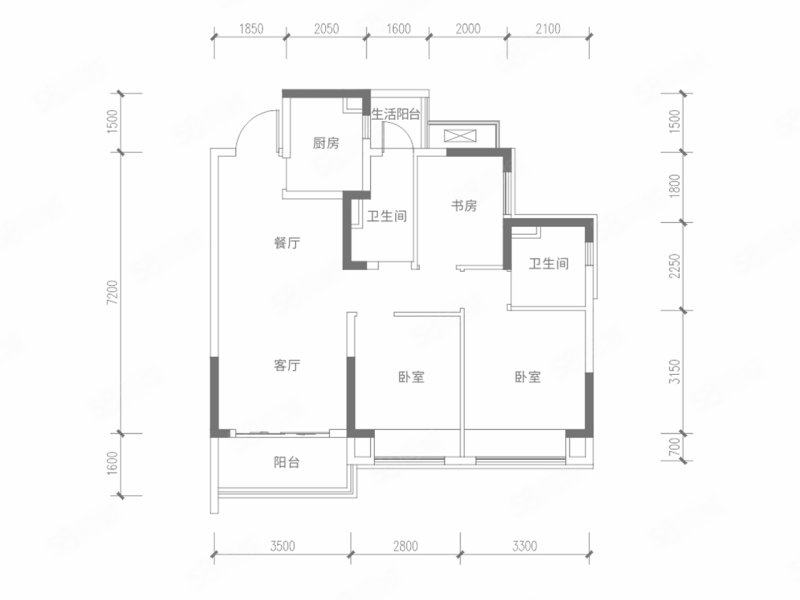 空港发展云玥汀澜3室2厅89㎡138万二手房图片