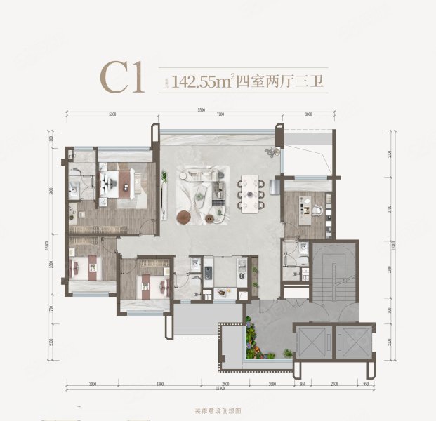 信智栖岸4室2厅142㎡273万二手房图片