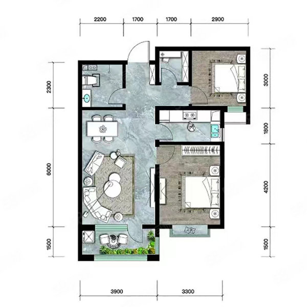 万丽香庭2室2厅1卫96.62㎡南北58万