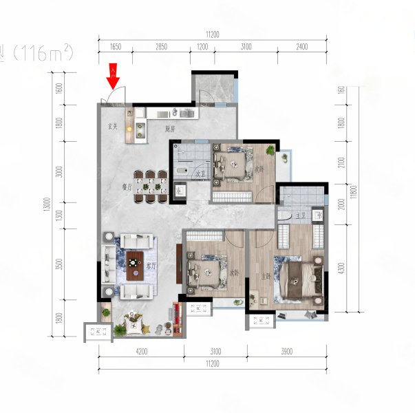 德桦御湖和境3室2厅116㎡137万二手房图片