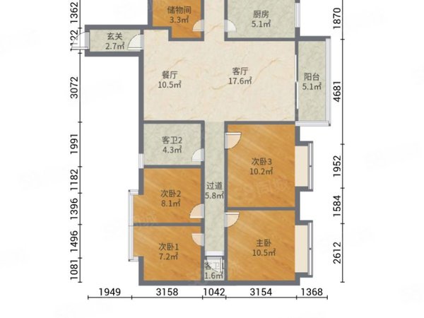 【多图】中兴花园,东圃租房,中兴花园 4室2厅1卫 电梯房 精装修103