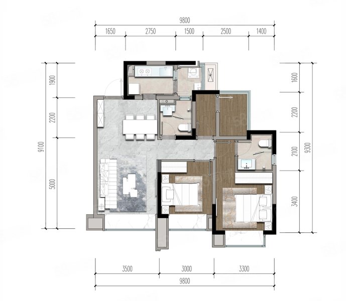 城投置地国宾璟园(新房)3室2厅88㎡225万二手房图片