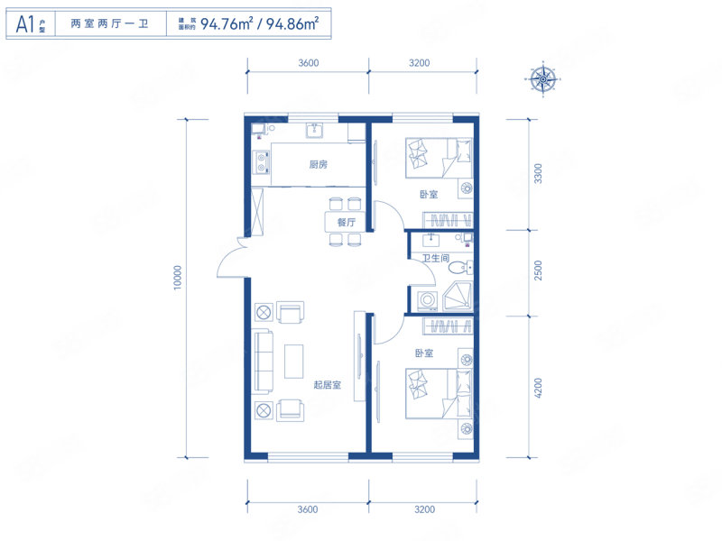 锦秀·新华居2室2厅1卫94.76㎡南北57万