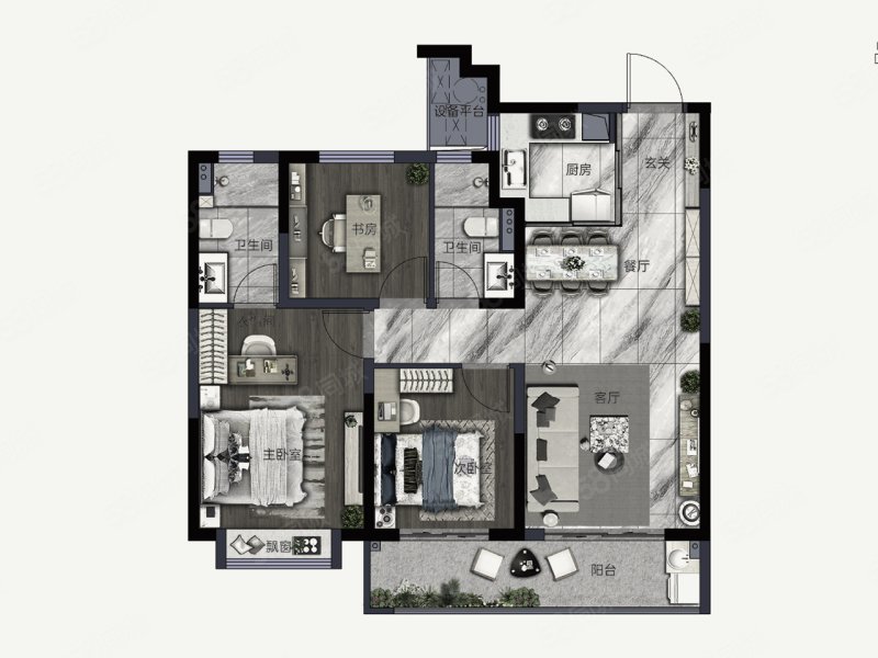 能建·百誉府3室2厅110㎡374万二手房图片