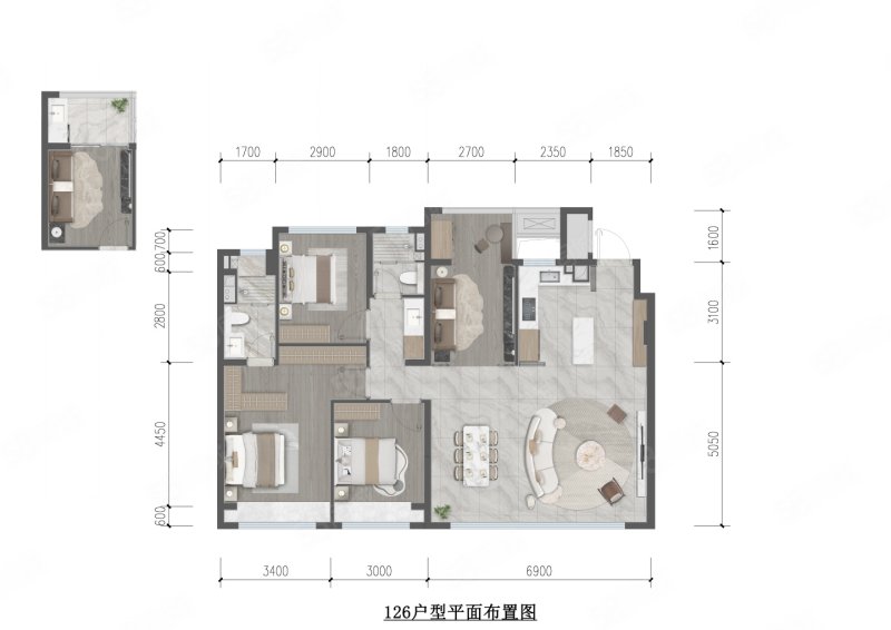 龙湖峯萃4室2厅126㎡万二手房图片