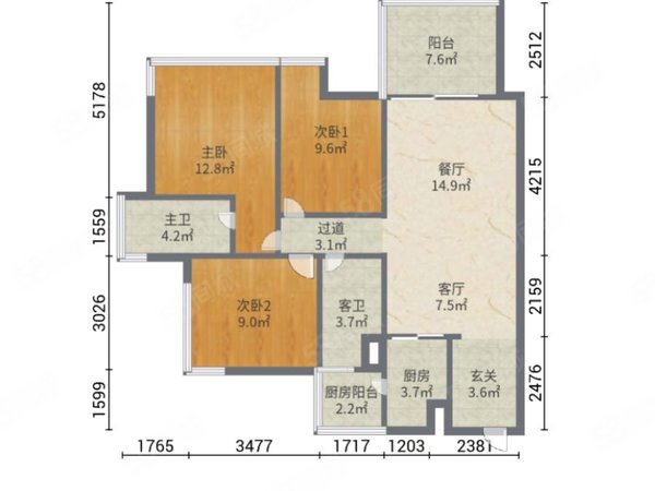 龙光玖珑府 3室2厅2卫 电梯房 精装修89平米,江南租房-南宁58安居客