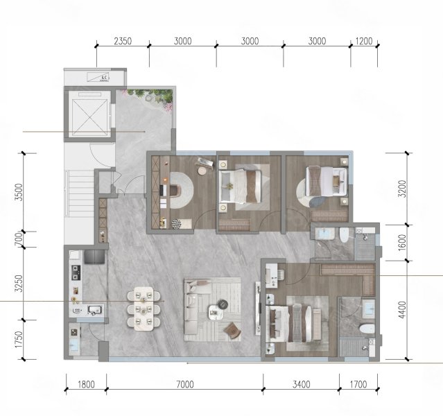 邦泰揽境4室2厅115㎡99万二手房图片