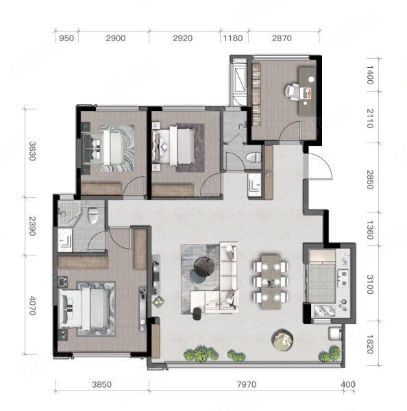 万科菁蓉都会(新房)4室2厅135㎡198万二手房图片