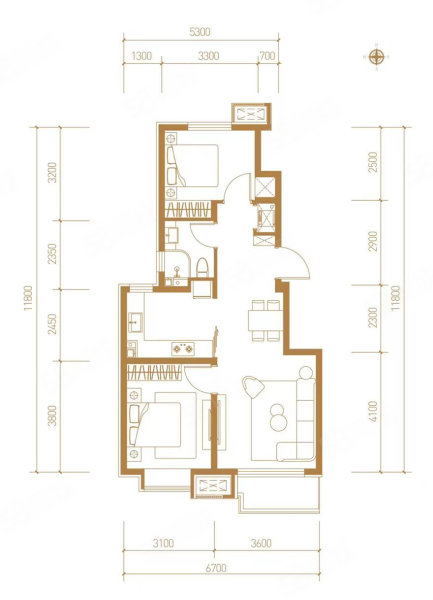 招商中建·顺义臻珑府2室2厅1卫78㎡南304万