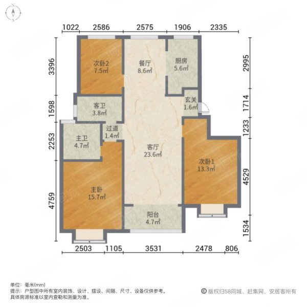 印象泰山(公寓住宅)3室2厅2卫117.76㎡南北115万