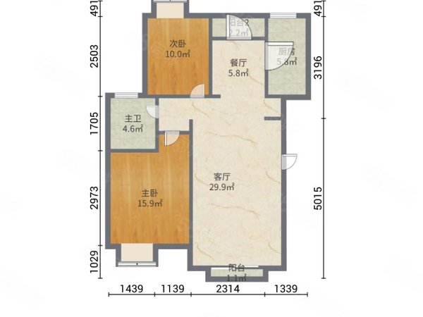 武汉东西湖金银湖翠堤春晓(东区)翠堤春晓(东区) 2室2厅1卫  电梯房