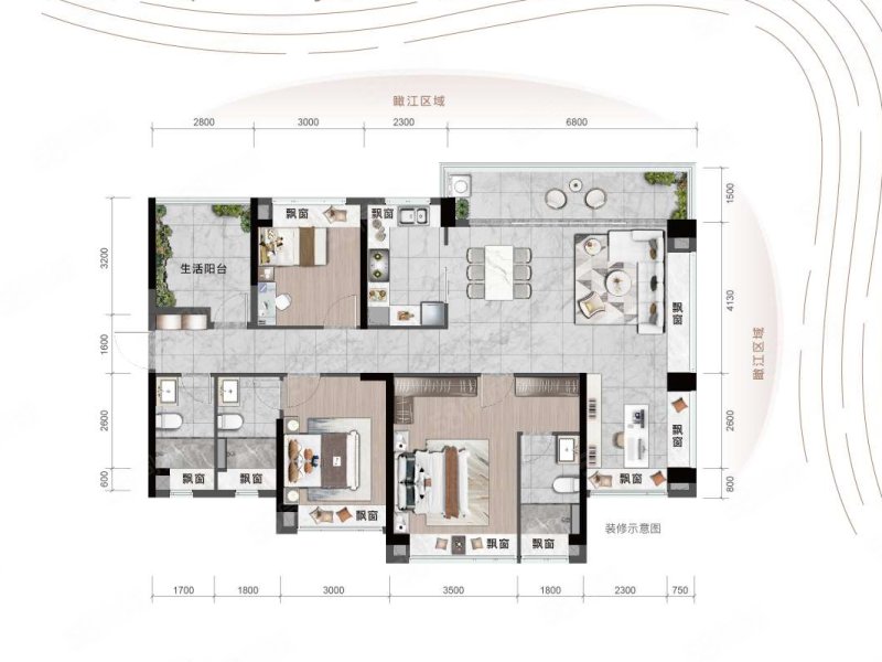 港龙滨江公园(新房)4室2厅136㎡150万二手房图片