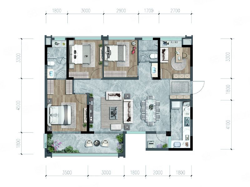 人居江岸林语4室2厅128㎡204万二手房图片
