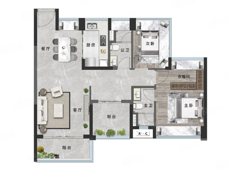 智富新天地(新房)2室2厅86㎡65万二手房图片