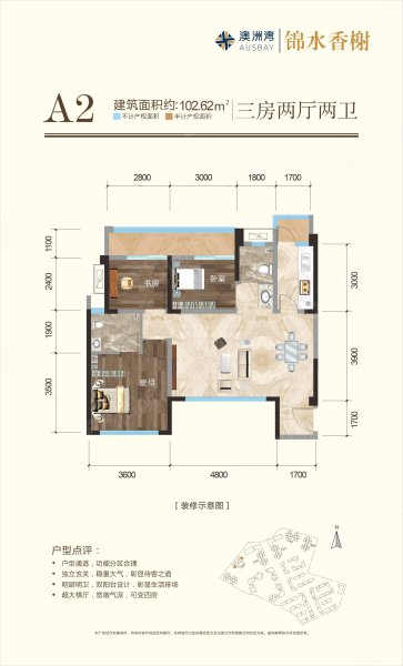澳洲湾(新房)3室2厅102.62㎡97万二手房图片