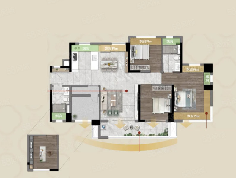 保利锦鲤堂悦4室2厅105㎡179万二手房图片