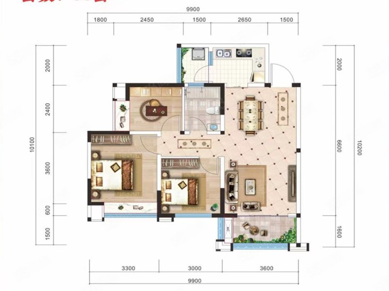 天和凤凰郡3室2厅89.07㎡58万二手房图片