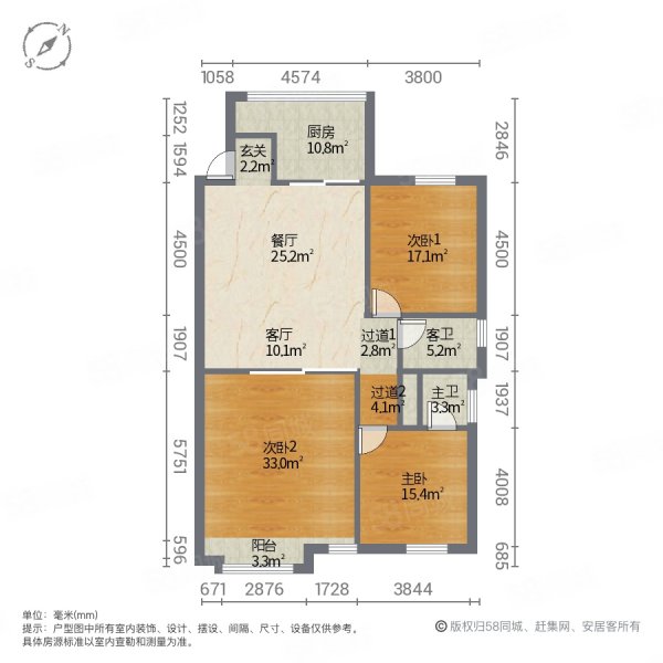 东方威尼斯3室2厅2卫147㎡南北125万