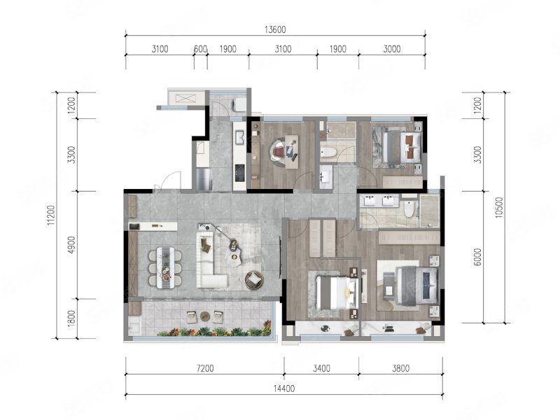 美的东樾玖院(新房)4室2厅140㎡265万二手房图片