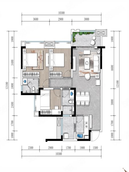 成都后花园四期梓桐名苑3室2厅105.6㎡133万二手房图片
