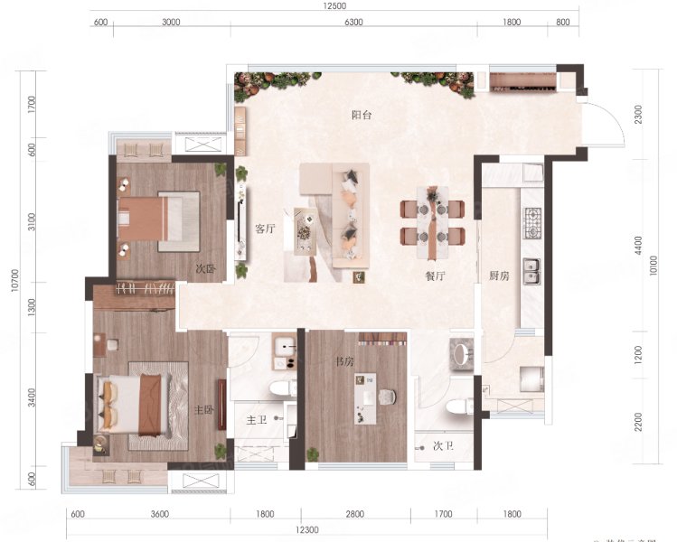 深业北岸3室2厅109.76㎡106万二手房图片