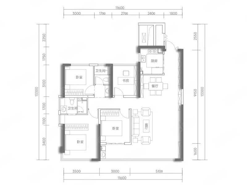 中建悦庐·幸福序4室2厅128㎡218万二手房图片