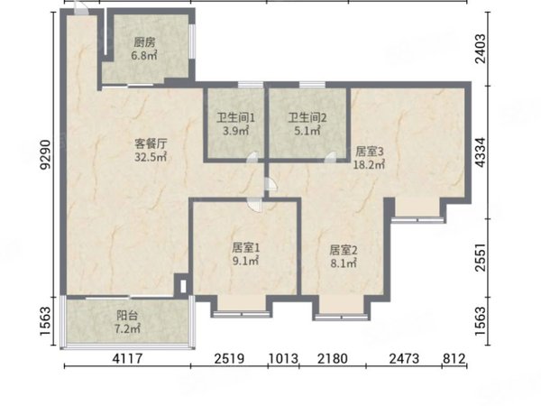 【多图】雍景园,利和广场租房,雍景园 3室2厅2卫 2500.