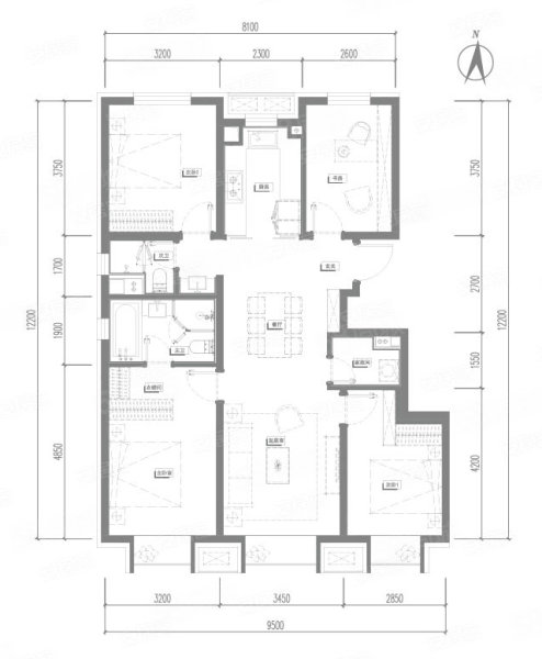 奥森ONE4室2厅2卫128㎡南北753万