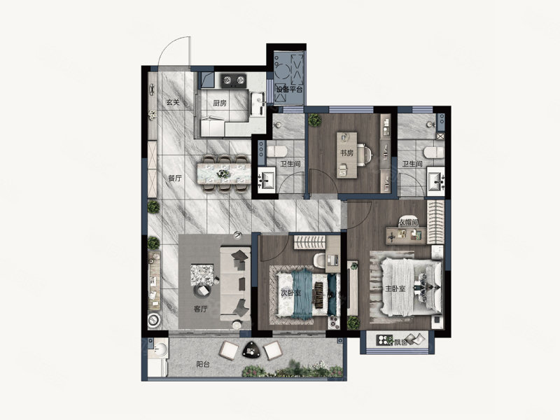 能建·百誉府3室2厅112㎡381万二手房图片