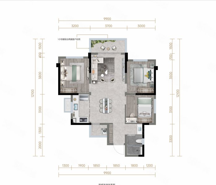 天府龙智1号3室2厅88㎡126万二手房图片