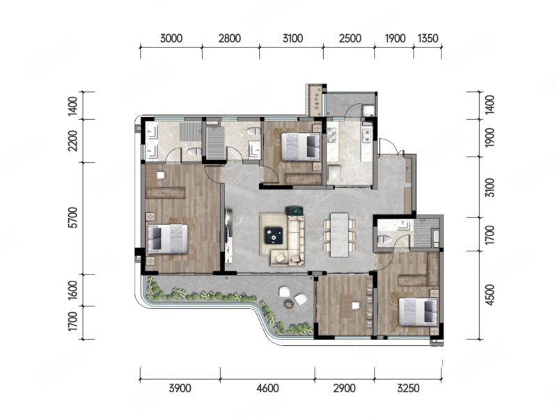 钟家湾TOD半岛澜湾(新房)4室2厅165㎡372万二手房图片