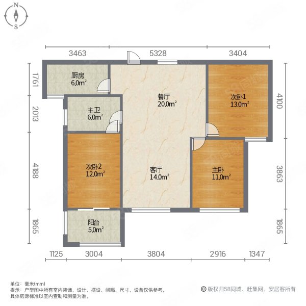 欣荣湾3室2厅1卫110㎡南北98万