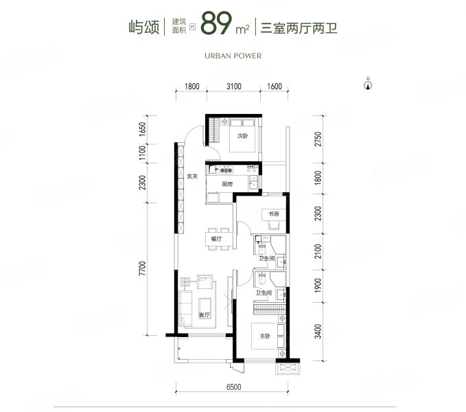 中铁屿逸书院3室2厅89㎡116万二手房图片