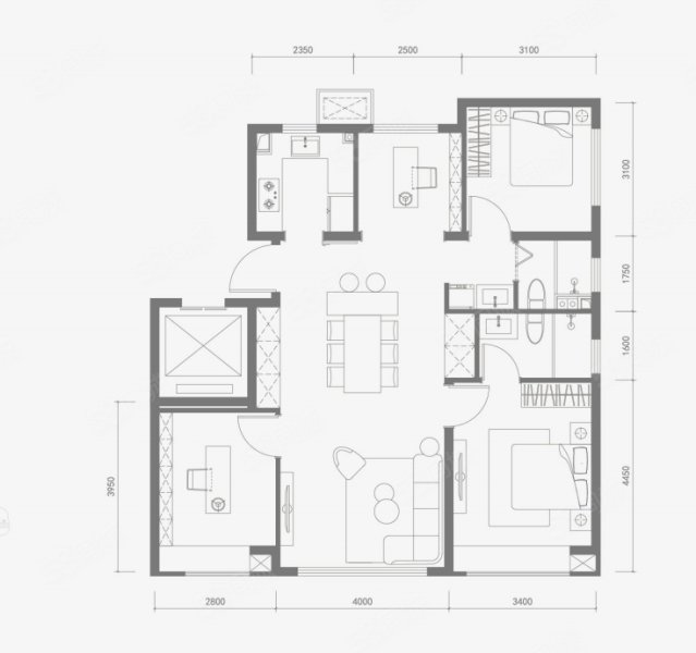 望京龍樾合璽(新房)4室2廳2衛(wèi)125㎡南北800萬
