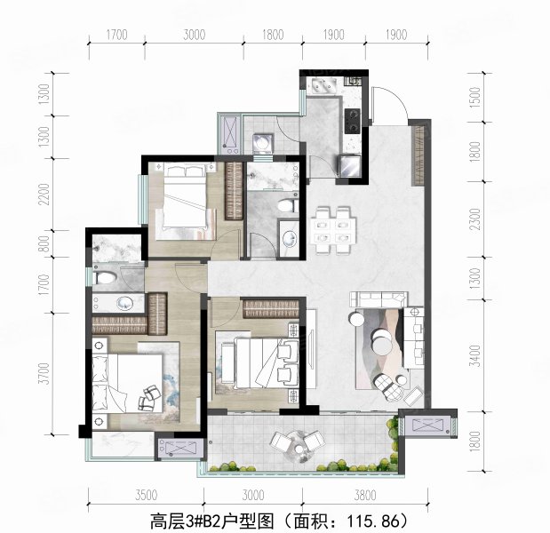 中铁城颐湖题院(新房)3室2厅116㎡93万二手房图片