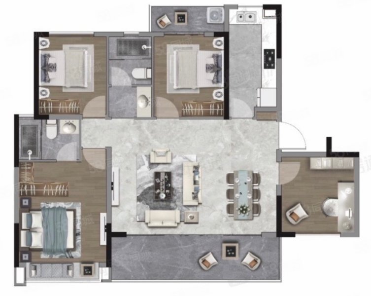 银河玺悦台(新房)4室2厅128㎡240万二手房图片