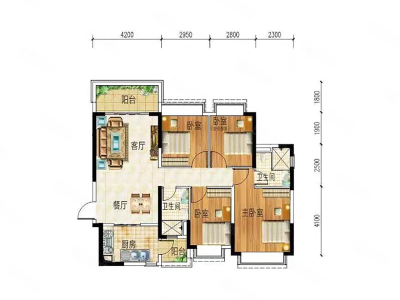 韶关恒大城4室2厅2卫123㎡南北55万