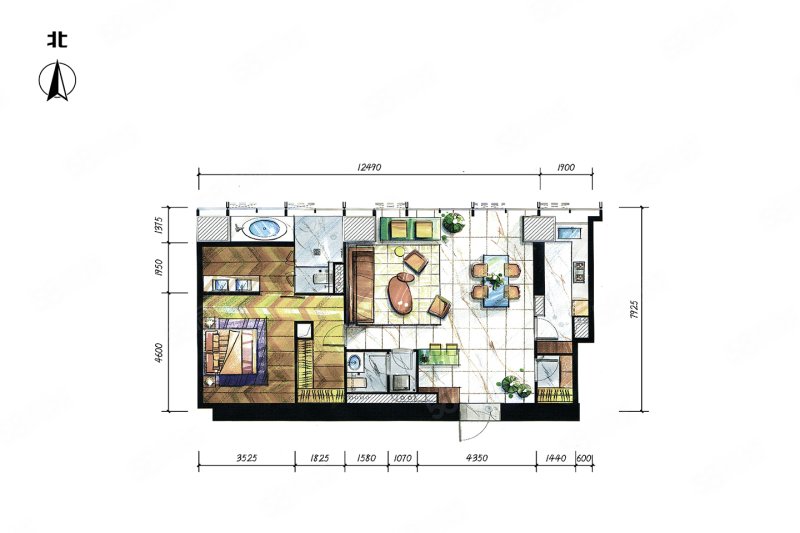 萬科大都會濱江(新房)1室1廳2衛(wèi)143㎡南北830萬