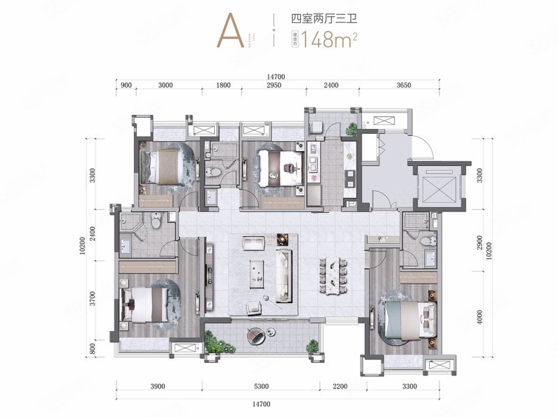 九联大悦城康城雅居4室2厅148㎡220万二手房图片