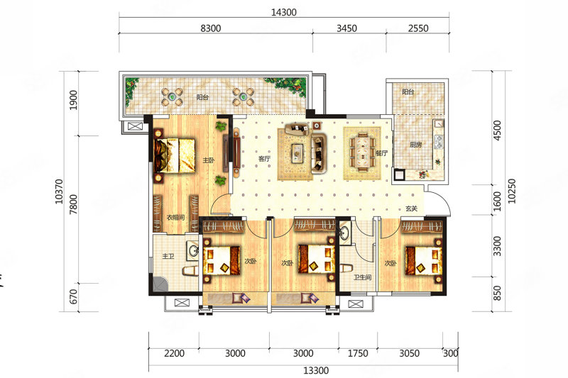 绿洲国际金座3室2厅116.32㎡79万二手房图片