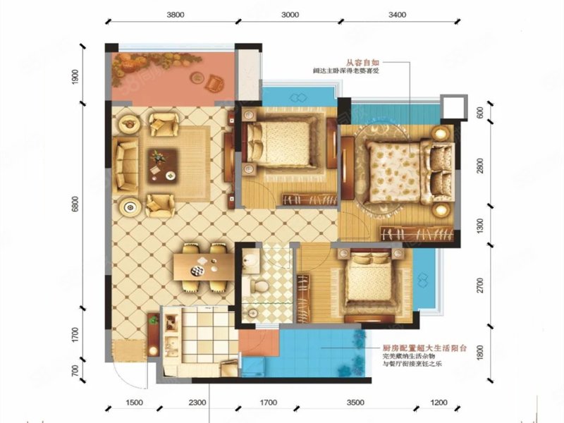 成都嘉和世纪城3室2厅96㎡84万二手房图片