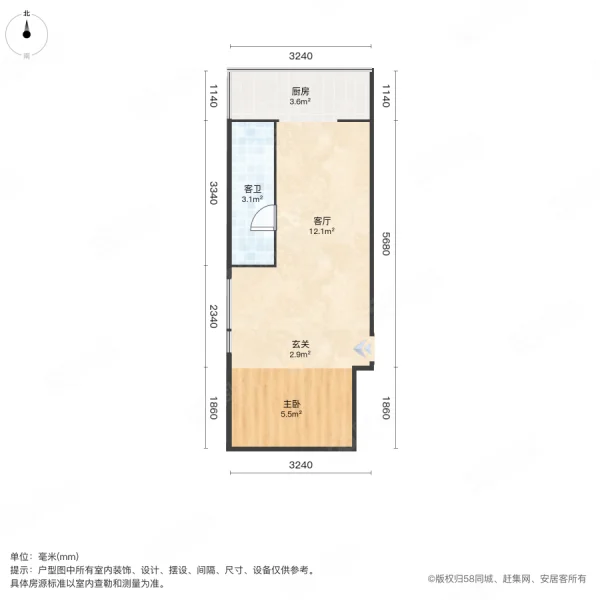 滨江城市花园1室1厅1卫34㎡西北16.8万