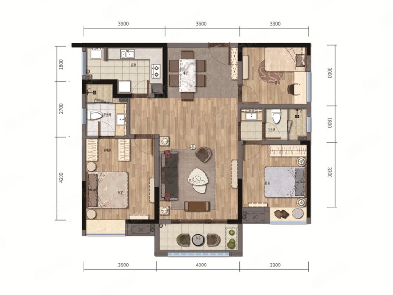 书香华府(新房)3室2厅114㎡126万二手房图片