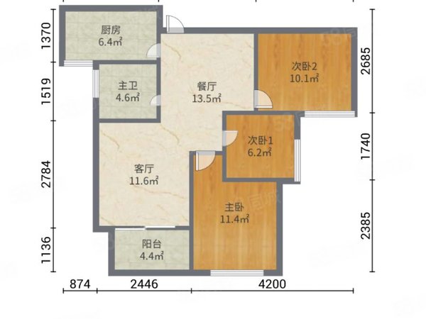 96平米最好户型图图片